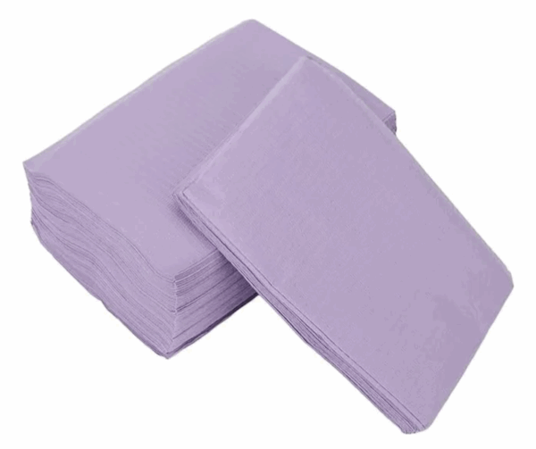 Baberos dentales impermeables, 125 unid. por paquete. Morado